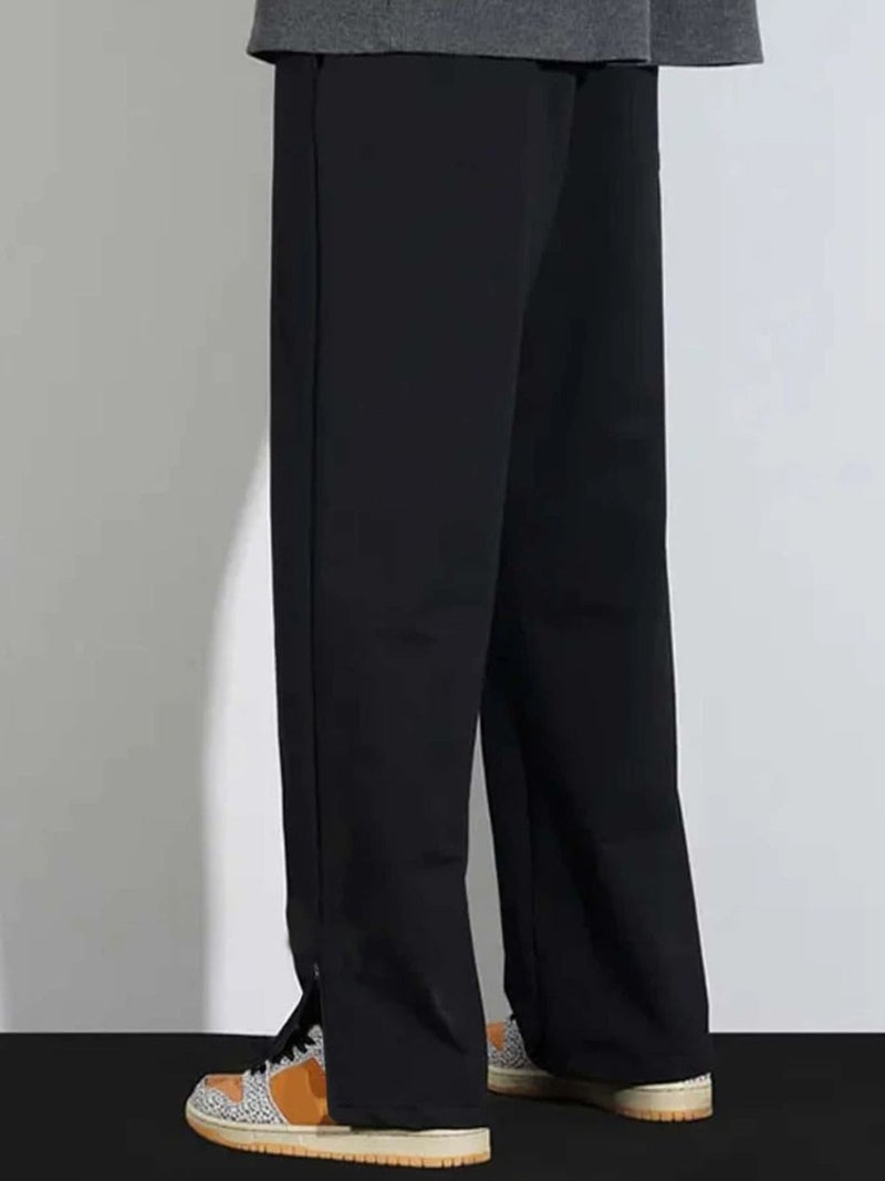 FLYNOFF Black Solid Loose Fit Men's Track Pant - Image 3